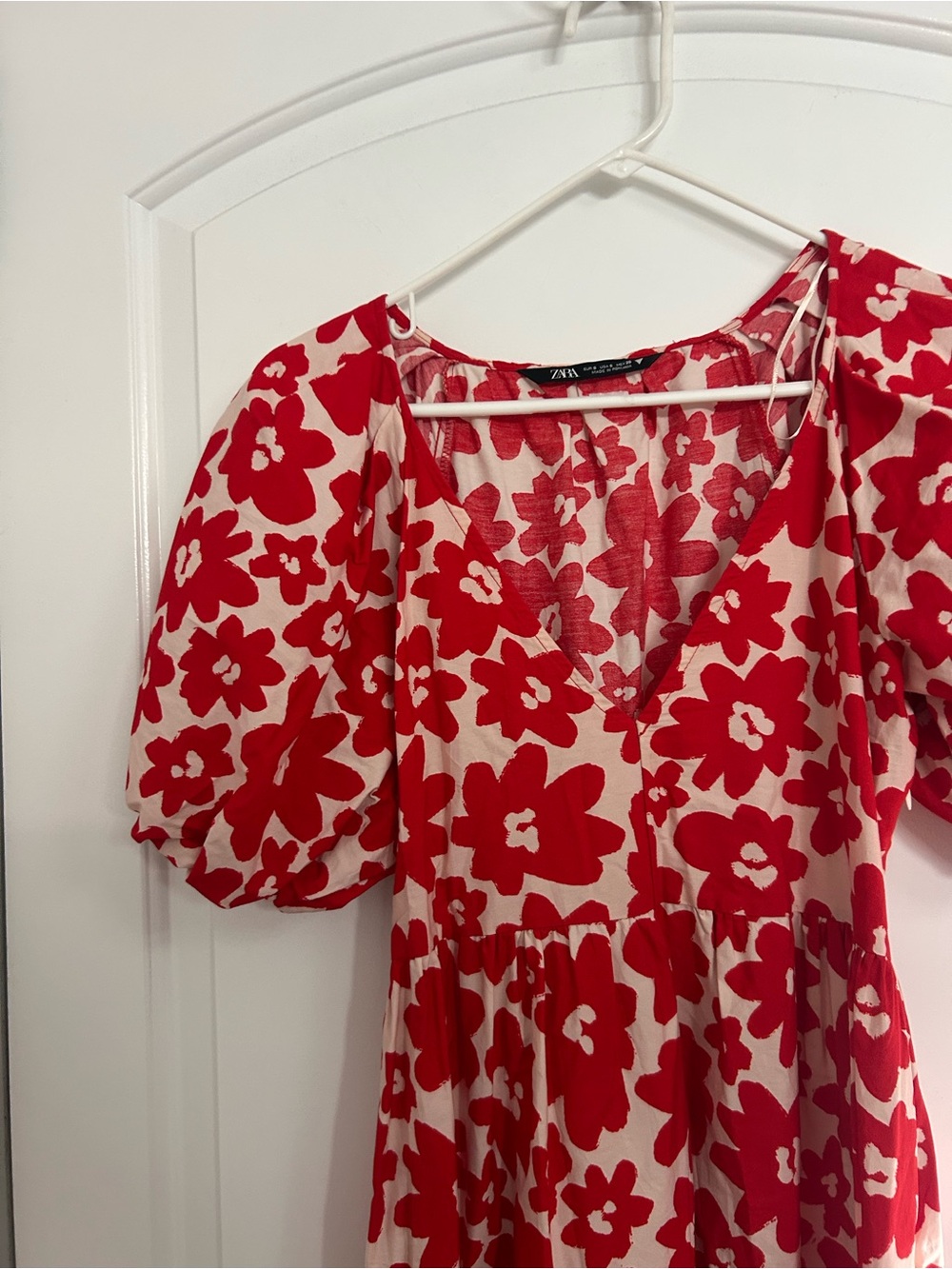 Zara Printed Poplin Floral Maxi Dress Red Size S bloggers fav coastal boho chic - Picture 8 of 15